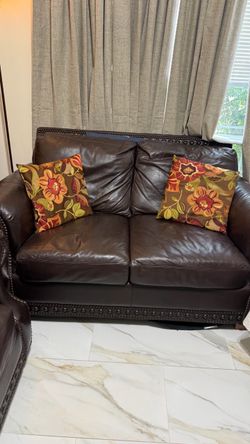 Brown Leather Sofa Set