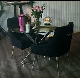 Glass Table and 2 Chairs OBO