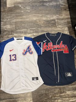 Ronald Acuna Jr (sz Below) White City Connect And Navy Blue Atlanta Braves Baseball Jersey
