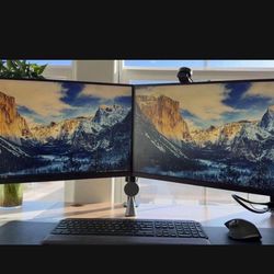 Dual Lenovo 27” 2K monitor IPS with desk stand 75 HZ 