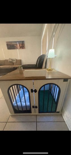 Dog Crate End Table w/ LED + Accessories (Full Setup)