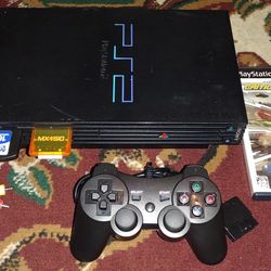 SONY PLAYSTATION 2 PS2 SYSTEM CONSOLE 256GB SD MEMORY CARD WITH GAMES