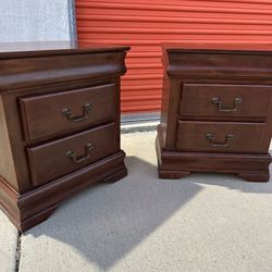  Matching Wood Nightstands – Set of 2 – Solid & Sturdy
