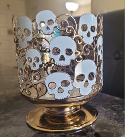 Bath And Body Works Skull Halloween Candle Holder
