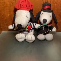 Two Classic Plush Hallmark Day Snoopy Cupid Heart Dolls