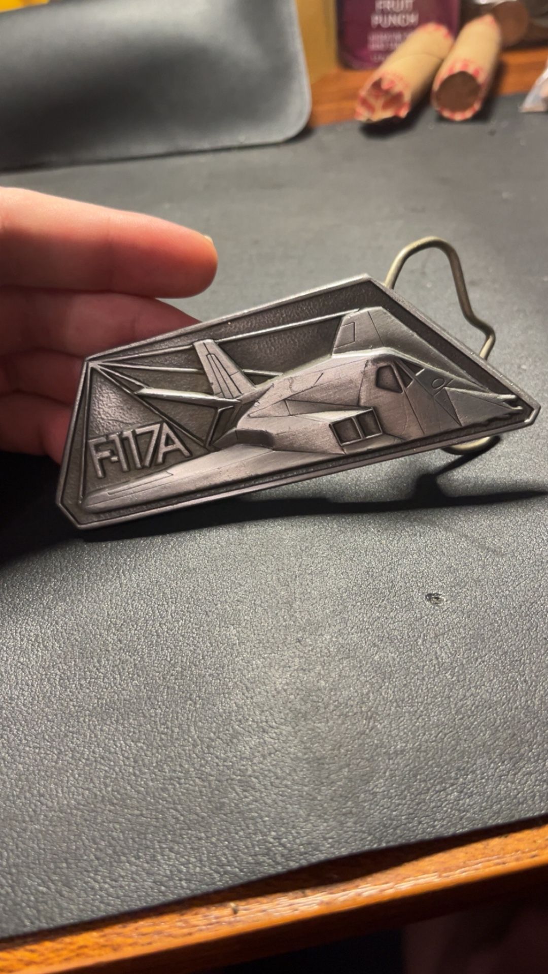 PRISTINE LOCKHEED MARTIN SKUNK WORKS F-117A STEALTH FIGHTER BELT BUCKLE
