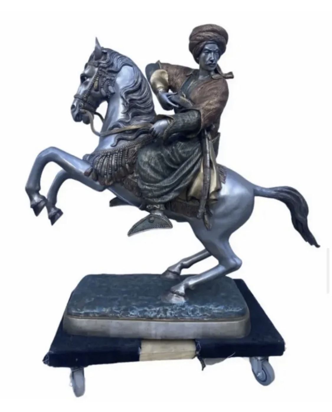 Huge Bronze Arabian Horse Rider Sculpture