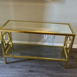 Glass Table With Gold 