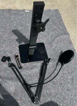 Monitor and Microphone Stand with Wind Screen and Mic