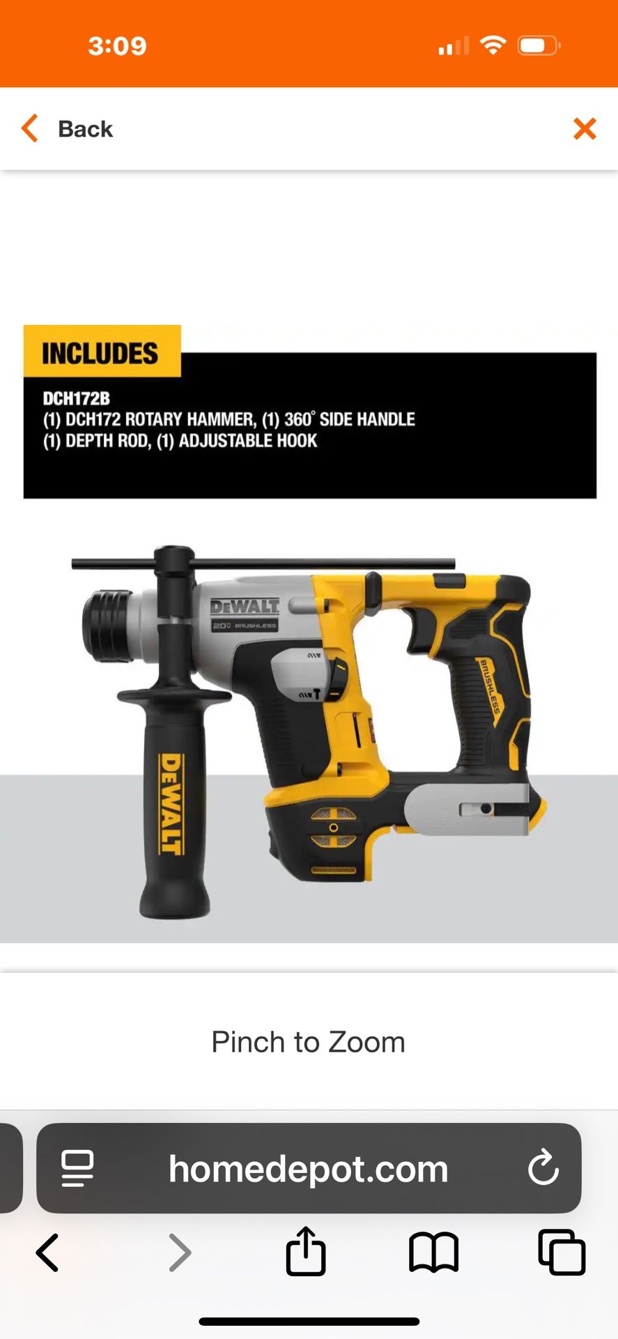 Dewalt DCH172B Rotary Hammer