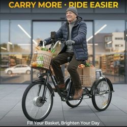 Skeri Electric Trike, 500W(Peak 1000W) Electric Tricycle for Adults, 20" Folding 3-Wheel Electric Bicycle, Step-Thru E Trike with 624WH Removable Batt