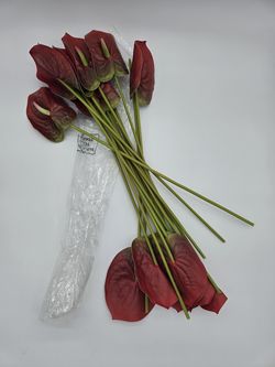 20 Pcs Artificial Anthurium Flowers, Gradient Red, 23.6 Inch