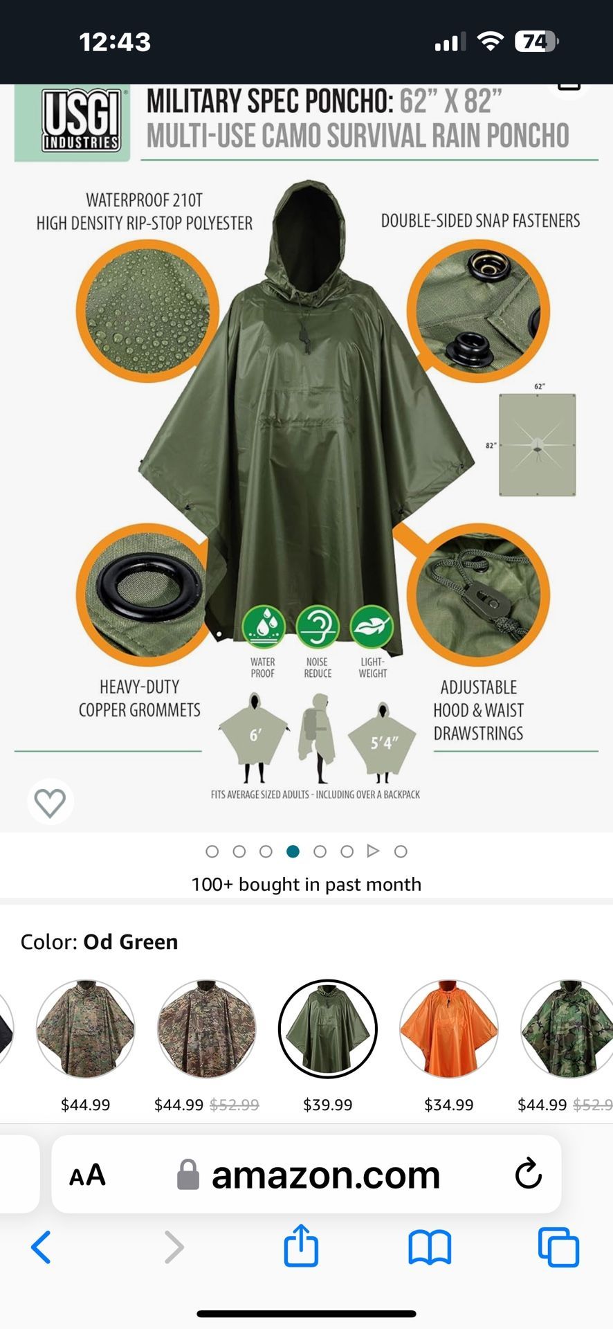 FWG Rain Poncho Waterproof Raincoat For Adult