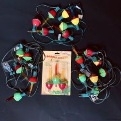 3 Strings Cords Of Vintage Christmas Bubble Lights Working