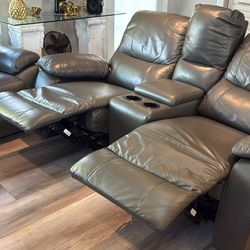 Leather 3 Pcs Living Room Set 