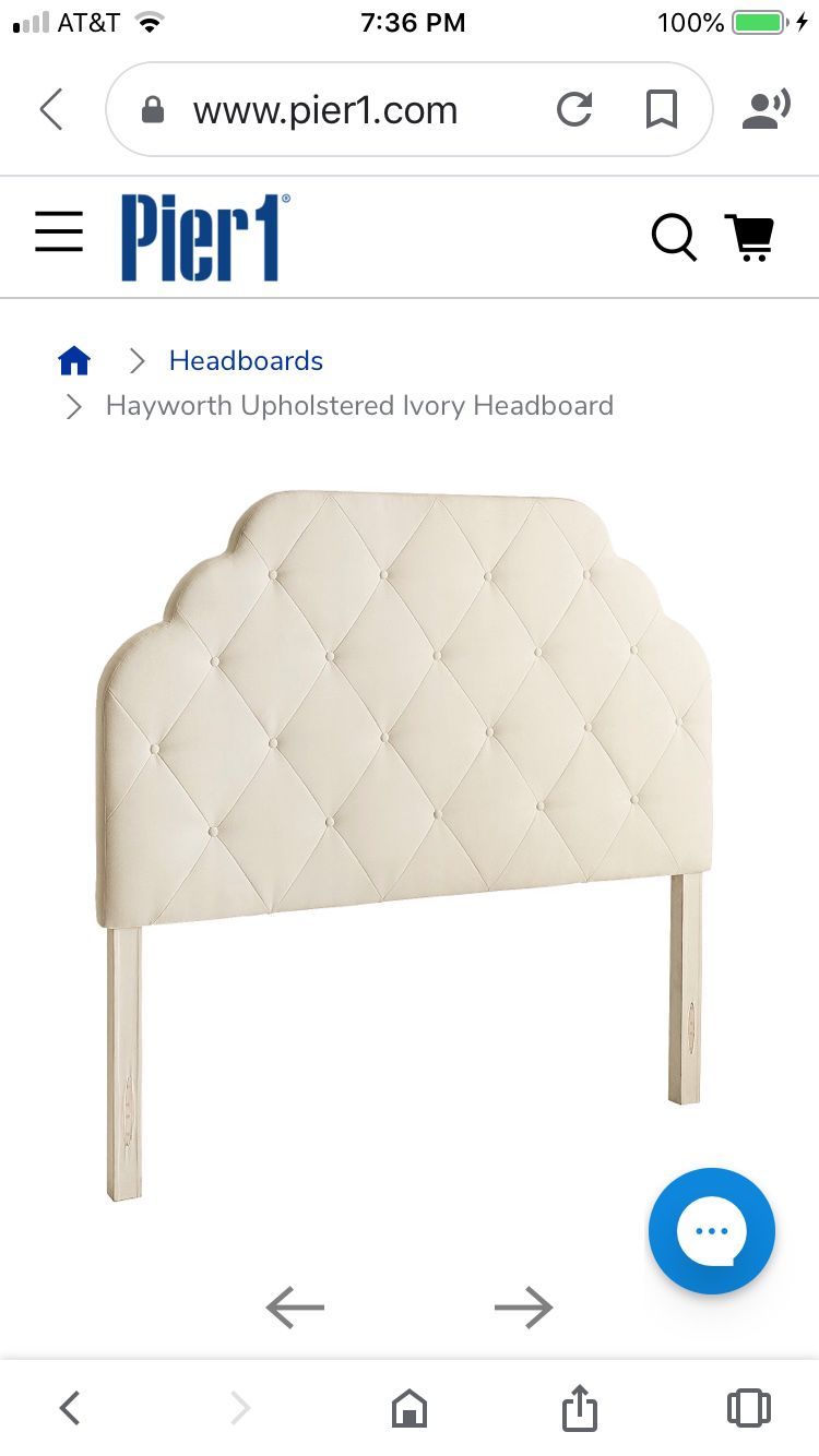Pier One Hayworth upholstered ivory fabric queen size head board