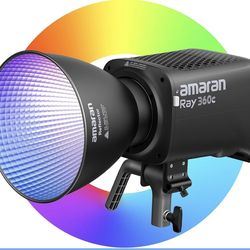 amaran Ray 360c 360W RGB LED Video Light APP/DMX Control 12 Effects, 1,800-20,000K 17,130Lux/1m COB Continuous Output Lighting, Bowens Mount Portable 