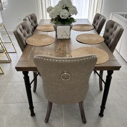 Solid wood  6 chairs dining set 