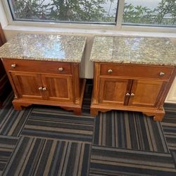 Baltic  granite top solid wood nightstands