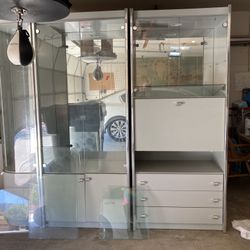 Gray Formica Wall Unit. Three Pieces Plus Coffee Table