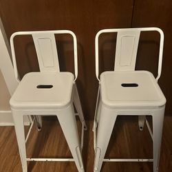 White Metal Farm Style Stools