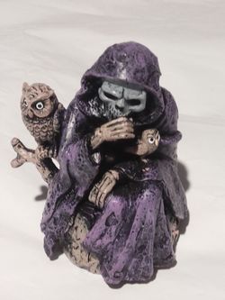 Grim Reaper Figurine with Owl