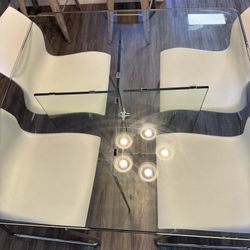 Glass Dinning Table With 4 Chairs