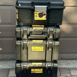 DEWALT TOUGHSYSTEM 2.0 Tower Tool Box System (3 Piece Set) + Dewalt 24" 1-Touch Latch Tool Box  