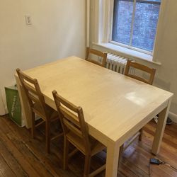 Wood Table & 4 Chairs