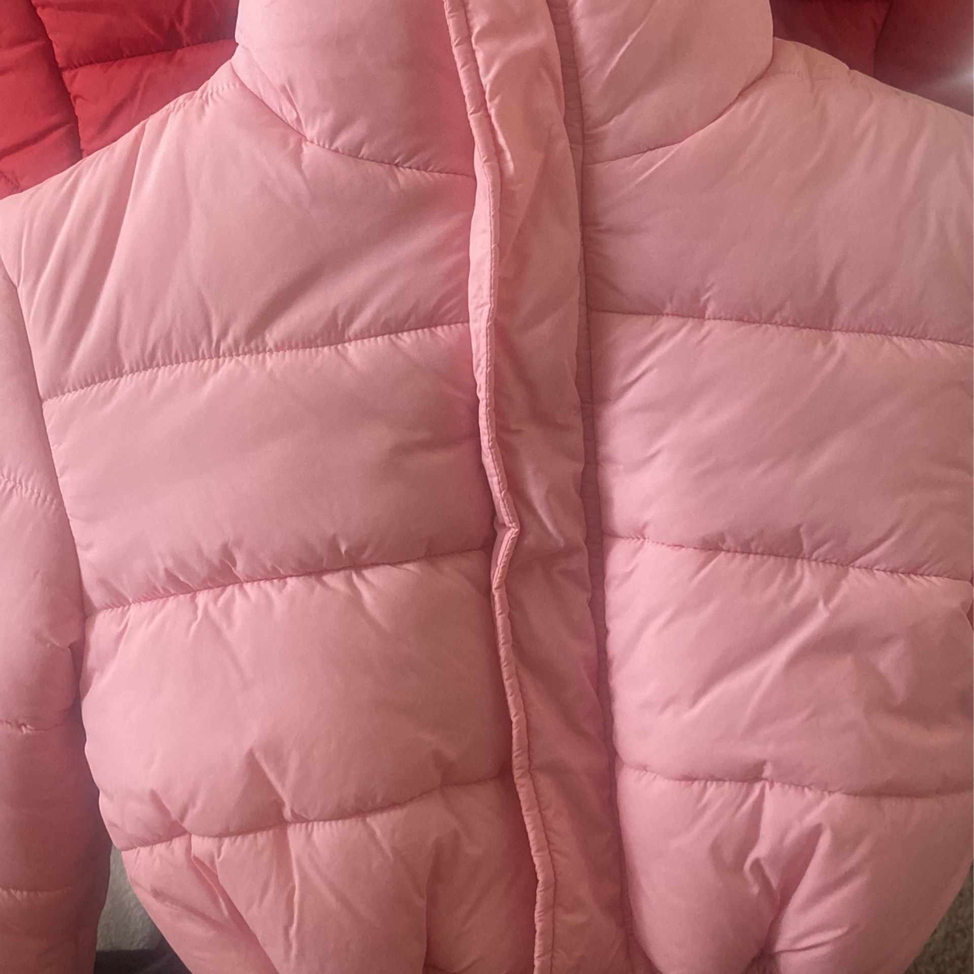 Cropped Red And Pink Puffer Jackets Size Xs / S