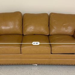 Leather Couch with Bed (Mahogany)