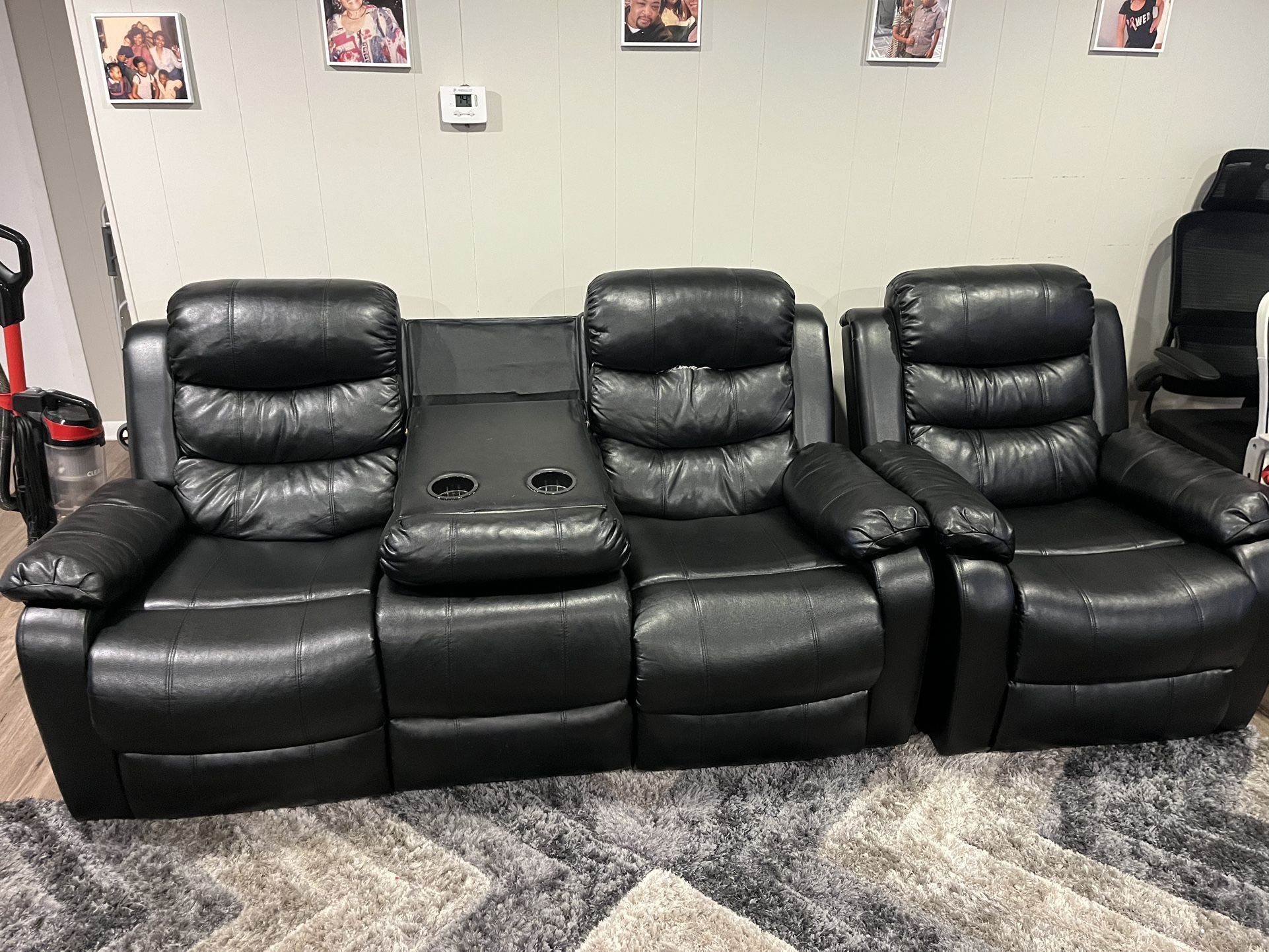 2 Pc Reclining Leather Sofa And Chair 