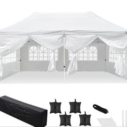 White 10x20 Ft Waterproof Ez Pop Up Canopy Tent Shelter - Sun Protection