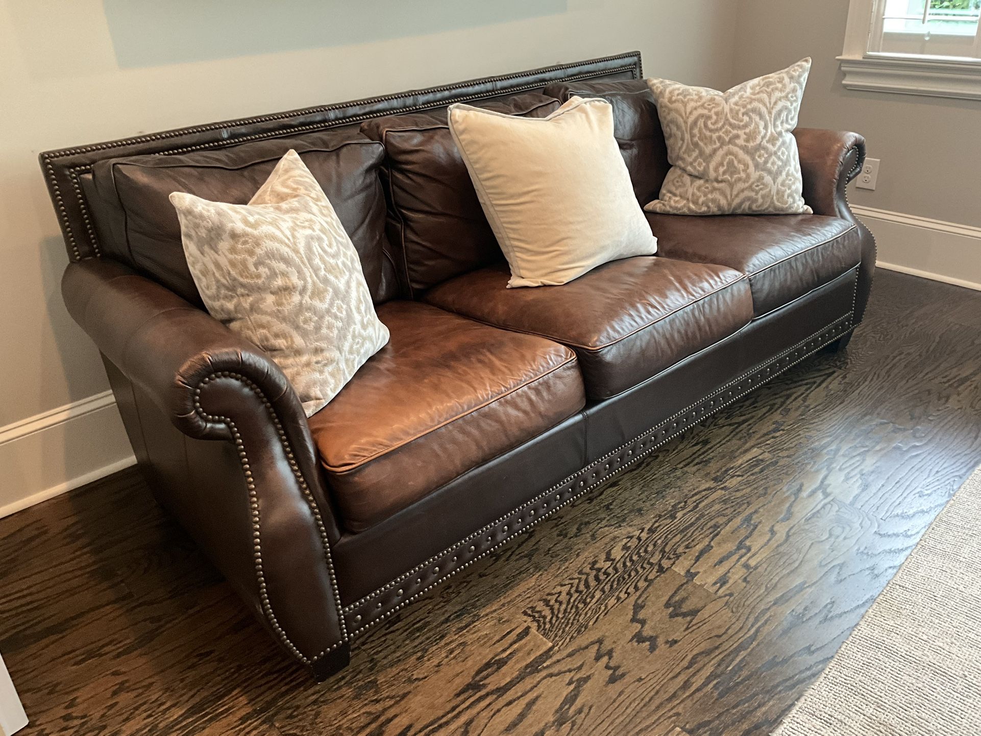 Bernhardt Distressed Leather Sofa