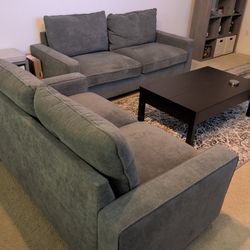 Set Of 2 Dark Gray Couches