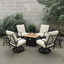 Patio Furniture Set Outdoor Swivel Chair With Fire Pit