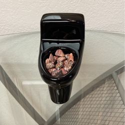 Miniature Black Toto Elongated  Lowboy Toilet  With Decorative Rocks