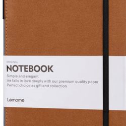 Thick Classic Notebook with Pen Loop - Lemome A5 Wide Ruled Hardcover Writing Notebook with Pocket + Page Dividers Gifts, Banded, Large, 180 Pages, 8.