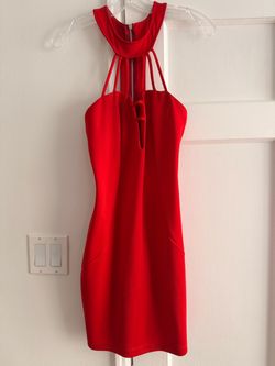 Red Bodycon Mini Dress with Strappy Neckline