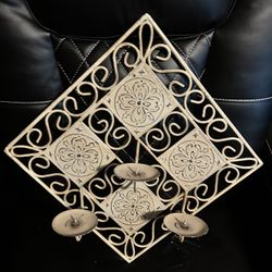 Wall-Mount Metal Candelabra - Holds 3 Candles - Neutral Cream Color - $15 OBO