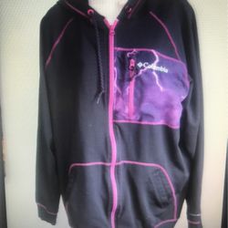 Columbia Hoodie Mens Womens L Black Purple PFG Omni Shield Zip Sweatshirt Jacket