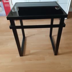 Side Table Black Iron And Top Glass