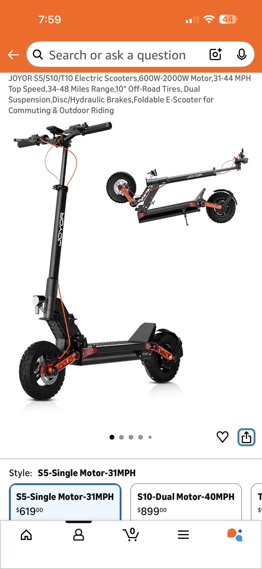 Joyor S5 Single Motor Used With Charger. 