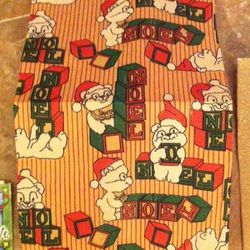 Vintage 1980's Noel Blocks, Santa Hat Bears, Christmas 5 X 8 Inch Wrapping Paper- Frame It!