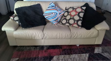 Cream Leather Low MCM Medium Couch