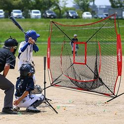 7x7 Baseball Softball Practice Hitting Net with Batting Tee Pratice Pitching Batting Fielding with Strike Zone Target and Carrying Bag