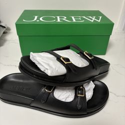 Brand New JC Crew Black Double Strap Sandals Size 9