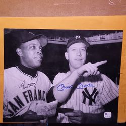 Willie Mays , Mickey Mantle Dual Auto 8x10 Photo