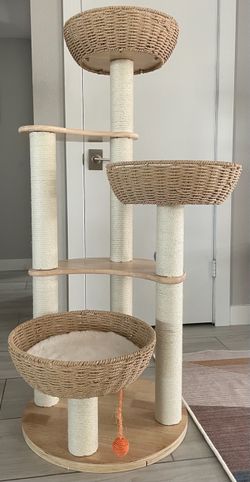 Multi-Level Wicker Cat Tree Tower