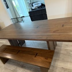 Crate & Barrel 108” Dining Table And Bench